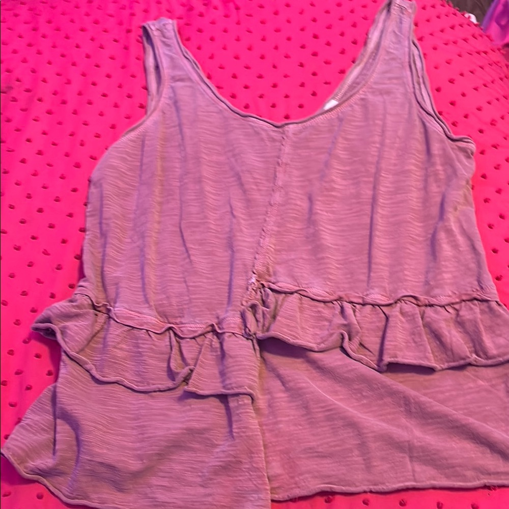 William Rast Purple Asymmetrical Ruffled Tank Top